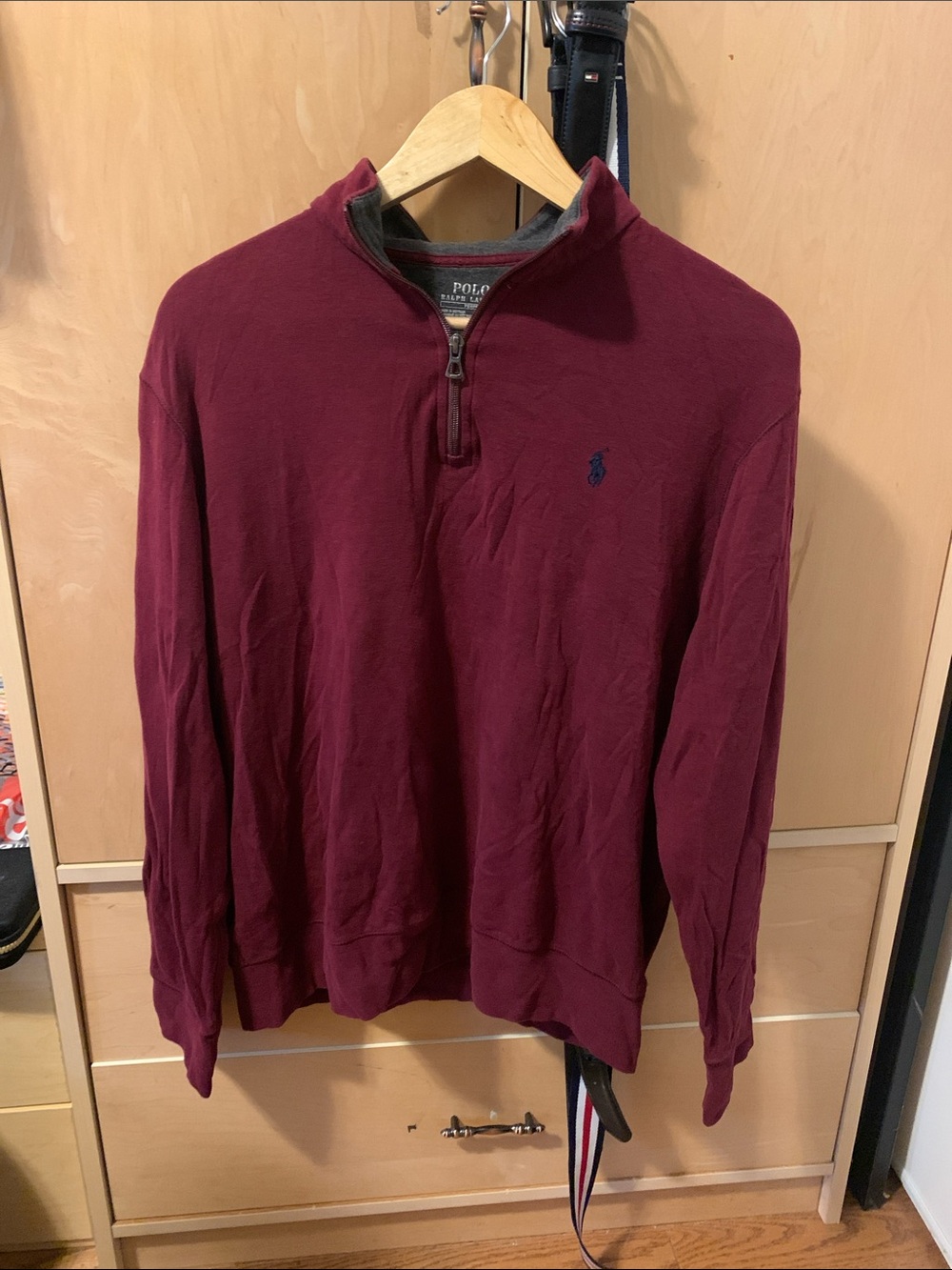 Polo by Ralph Lauren Men's Wine Zip-Up Pullover